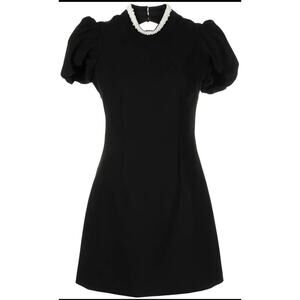 NEW Likely Black Bonnie Faux Pearl Collar Dress Size 8
